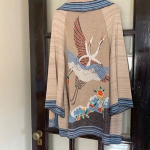 Anthropologie HWR Monogram Crane open-front cardigan NWT